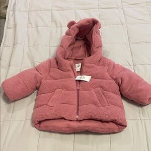 Baby gap Pink Hooded light weight Puffer Jacket- 6-12 months